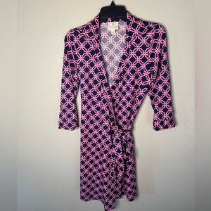 Julie Brown Wrap Geometric Printed Dress